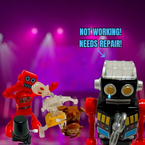 Lot of RARE Vintage Plastic Dime Store Windup Toys. Dancing Robots. - Picture 3 of 8